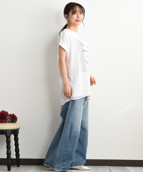 INTERPLANET(インタープラネット)の「街並みプリント3DTシャツ(Tシャツ/カットソー・レディース・キャメル/ネイビー/オフホワイト・FREE)」の11枚目の写真