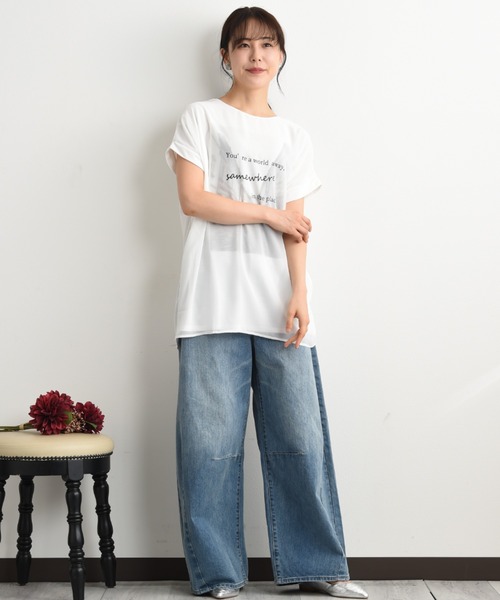 INTERPLANET(インタープラネット)の「街並みプリント3DTシャツ(Tシャツ/カットソー・レディース・キャメル/ネイビー/オフホワイト・FREE)」の10枚目の写真