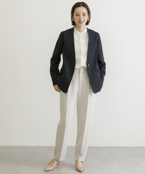 URBAN RESEARCH（アーバンリサーチ）の「ノーカラージャケット（ノーカラージャケット・レディース・ネイビー/ベージュ・38/36）」の12枚目の写真