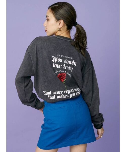 EVRIS（エヴリス）の「オリジナルロゴロングTシャツ（Tシャツ/カットソー・レディース・ブラック/グレー/ホワイト・FREE）」の3枚目の写真