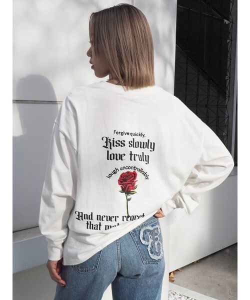 EVRIS（エヴリス）の「オリジナルロゴロングTシャツ（Tシャツ/カットソー・レディース・ブラック/グレー/ホワイト・FREE）」の10枚目の写真