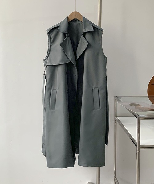 Jewelobe（ジュエローブ）の「ロングトレンチベスト（ベスト・レディース・ブラック/ベージュ/グレー・FREE）」の15枚目の写真