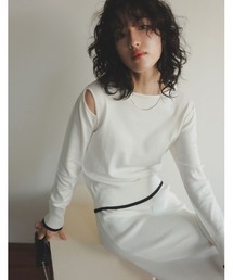 Re:EDIT | [2023S/S PRE ORDER]配色ショルダースリットニットトップス(ニット/セーター)