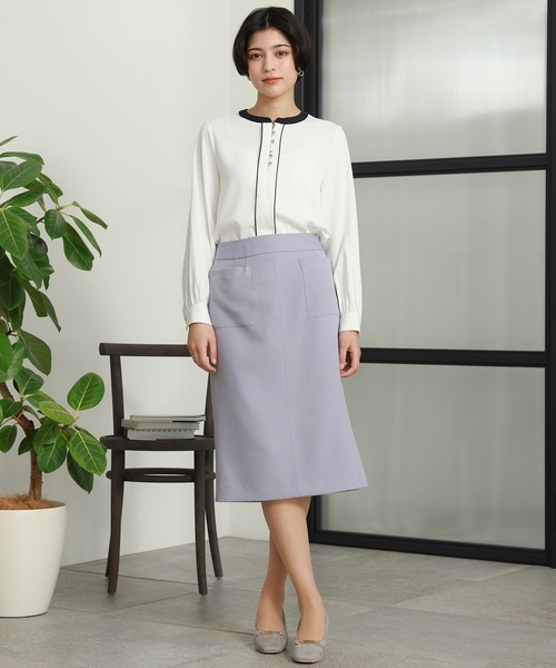 TRUDEA（トルディア）の「バイカラーヘンリーネックブラウス（シャツ/ブラウス・レディース・ブルーグリーン/ベージュ/ホワイト/ネイビー・LARGE/MEDIUM/SMALL）」の18枚目の写真