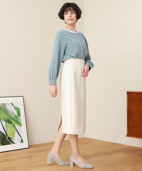 TRUDEA（トルディア）の「バイカラーヘンリーネックブラウス（シャツ/ブラウス・レディース・ブルーグリーン/ベージュ/ホワイト/ネイビー・LARGE/MEDIUM/SMALL）」の20枚目の写真