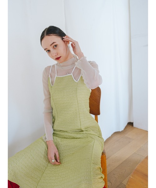 sahara(サハラ)の「Front Design Piping Dress(ワンピース・レディース・ホワイト/ブラック/ライトグリーン・FREE)」の3枚目の写真