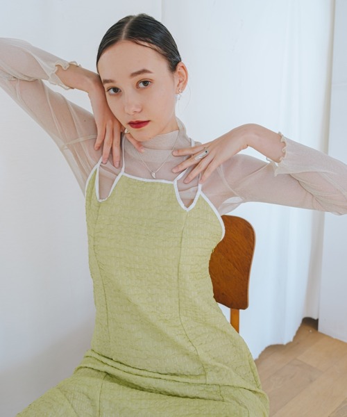 sahara(サハラ)の「Front Design Piping Dress(ワンピース・レディース・ホワイト/ブラック/ライトグリーン・FREE)」の9枚目の写真