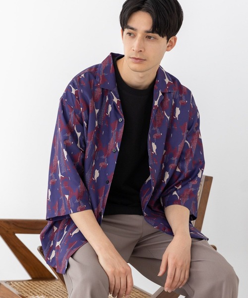 LAKOLE（ラコレ）の「ドライポリクロップドスリーブ柄シャツ / 186060