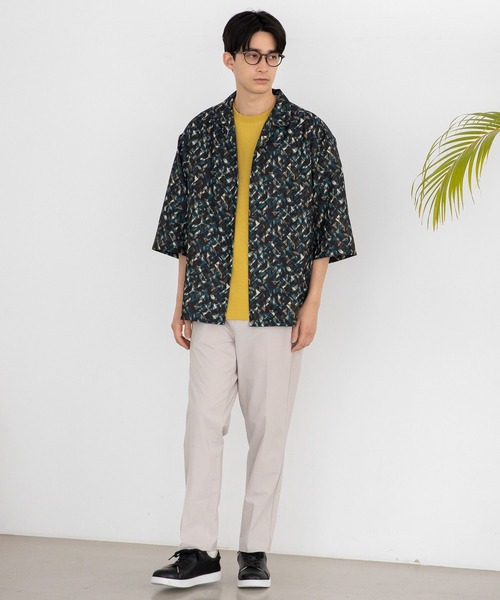 LAKOLE（ラコレ）の「ドライポリクロップドスリーブ柄シャツ / 186060