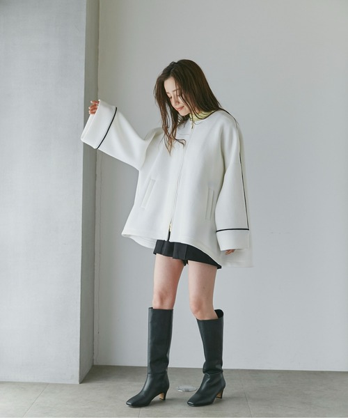 NANO universe（ナノユニバース）の「LB.04/テックダンボールAラインバイカラーコート（ノーカラーコート・レディース・オフホワイト/ライトベージュ・FREE）」の16枚目の写真