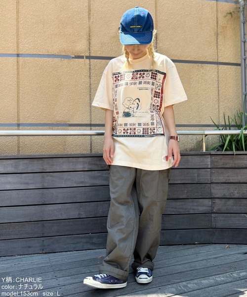 SNOOPY×OLD BETTY'S（スヌーピーカケルオールドベティーズ）の「スヌーピー【SNOOPY】Print T-shirts (ADULT size)（Tシャツ/カットソー・レディース・アイボリー系/アイボリー系1/アイボリー系2/アイボリー系4/ブラック系2/ブラック系4/ブラック系1/ブラック系3/ブラック系/アイボリー系3/アイボリー系6/ブラック系5/ブラック系6/アイボリー系5/ベージュ系1/ベージュ系3/ベージュ系/ベージュ系2・M/L）」の18枚目の写真