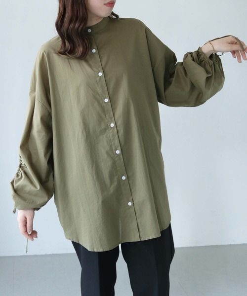 HER CLOSET（ハークローゼット）の「【shemoshelly】ドロストスリーブビッグシルエットシャツ（シャツ/ブラウス・レディース・カーキ/ブルー/ブラック/オフホワイト・M）」の17枚目の写真