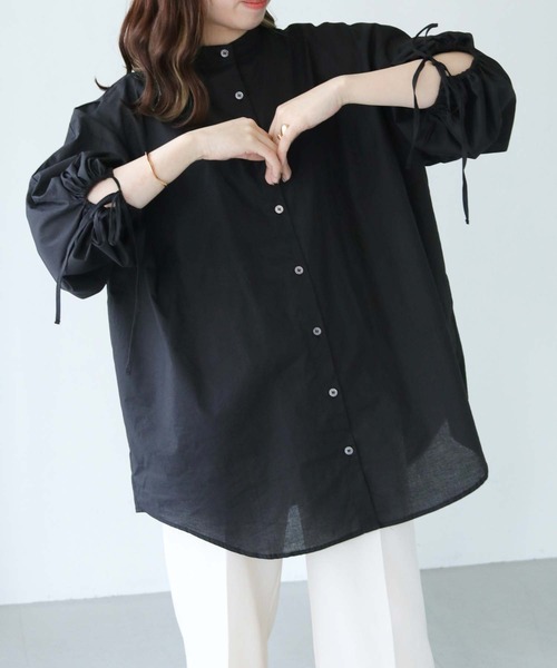 HER CLOSET（ハークローゼット）の「【shemoshelly】ドロストスリーブビッグシルエットシャツ（シャツ/ブラウス・レディース・カーキ/ブルー/ブラック/オフホワイト・M）」の8枚目の写真