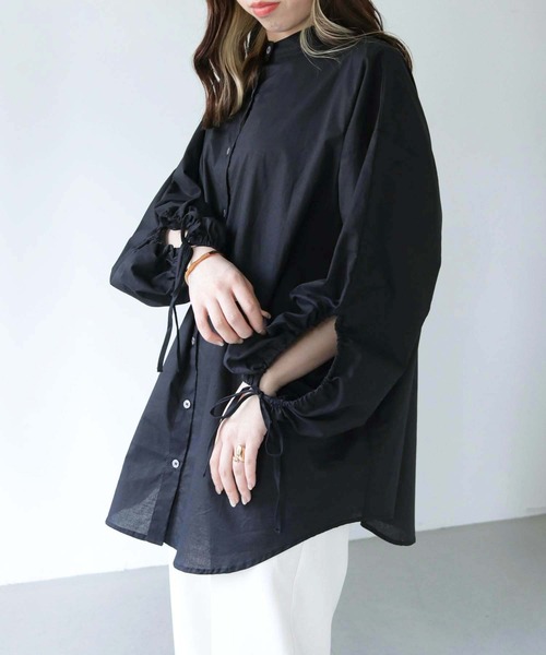 HER CLOSET（ハークローゼット）の「【shemoshelly】ドロストスリーブビッグシルエットシャツ（シャツ/ブラウス・レディース・カーキ/ブルー/ブラック/オフホワイト・M）」の7枚目の写真