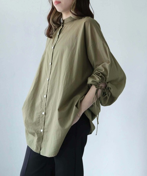 HER CLOSET（ハークローゼット）の「【shemoshelly】ドロストスリーブビッグシルエットシャツ（シャツ/ブラウス・レディース・カーキ/ブルー/ブラック/オフホワイト・M）」の18枚目の写真