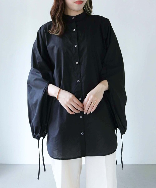 HER CLOSET（ハークローゼット）の「【shemoshelly】ドロストスリーブビッグシルエットシャツ（シャツ/ブラウス・レディース・カーキ/ブルー/ブラック/オフホワイト・M）」の5枚目の写真