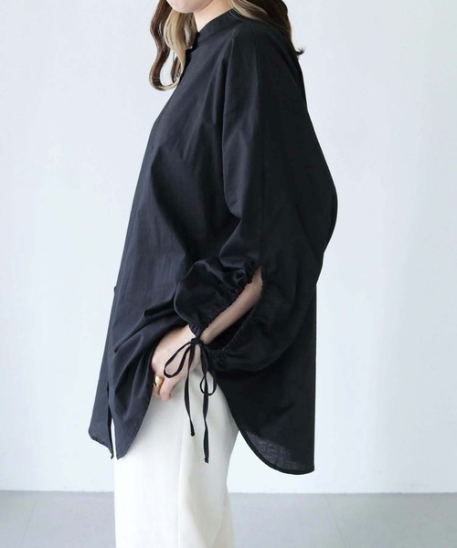 HER CLOSET（ハークローゼット）の「【shemoshelly】ドロストスリーブビッグシルエットシャツ（シャツ/ブラウス・レディース・カーキ/ブルー/ブラック/オフホワイト・M）」の10枚目の写真