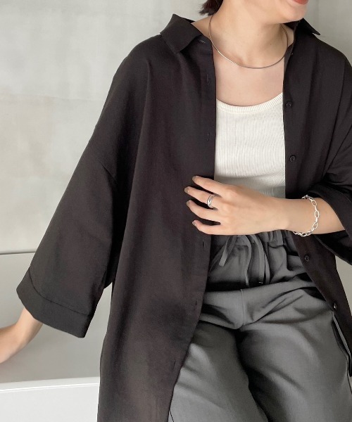 LOWRYS FARM（ローリーズファーム）の「ヴィンテージライクシャツ　173638（シャツ/ブラウス・レディース・ブルー/アイボリー/ブラック/ピンク・FREE）」の14枚目の写真