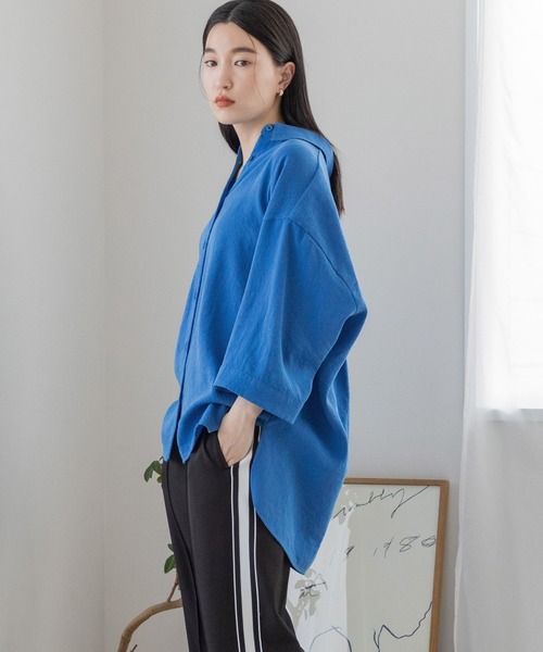 LOWRYS FARM（ローリーズファーム）の「ヴィンテージライクシャツ　173638（シャツ/ブラウス・レディース・ブルー/アイボリー/ブラック/ピンク・FREE）」の8枚目の写真