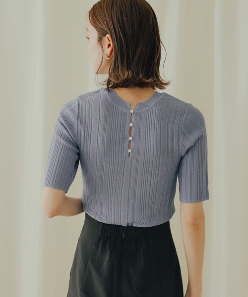 SENSE OF PLACE by URBAN RESEARCH(センスオブプレイスバイアーバンリサーチ)の「ランダムリブシアーセーター(5分袖)(ニット/セーター・レディース・パープル/オレンジ/ブラック/オフホワイト・ONE)」の6枚目の写真