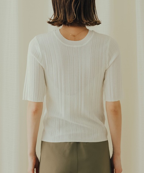 SENSE OF PLACE by URBAN RESEARCH(センスオブプレイスバイアーバンリサーチ)の「ランダムリブシアーセーター(5分袖)(ニット/セーター・レディース・パープル/オレンジ/ブラック/オフホワイト・ONE)」の22枚目の写真