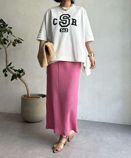 DouDou（ドゥドゥ）の「リンクルタイトスカート（スカート・レディース・ネイビー/ホワイト/ピンク/ブルー・FREE）」の16枚目の写真