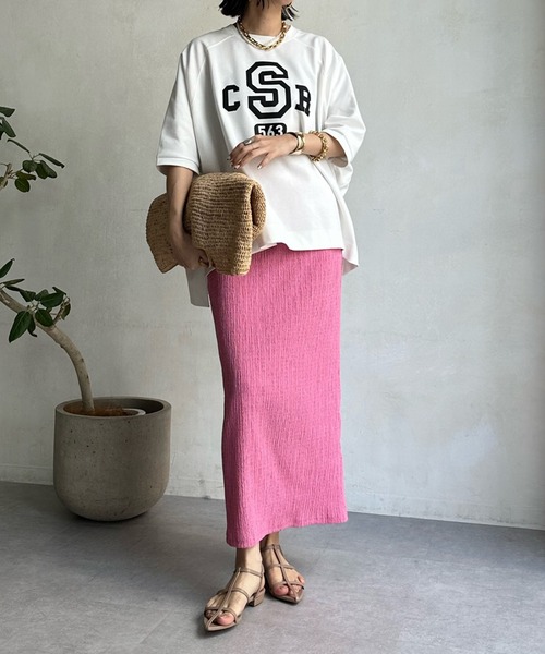 DouDou（ドゥドゥ）の「リンクルタイトスカート（スカート・レディース・ネイビー/ホワイト/ピンク/ブルー・FREE）」の21枚目の写真