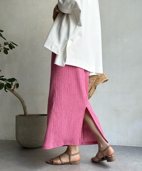 DouDou（ドゥドゥ）の「リンクルタイトスカート（スカート・レディース・ネイビー/ホワイト/ピンク/ブルー・FREE）」の17枚目の写真