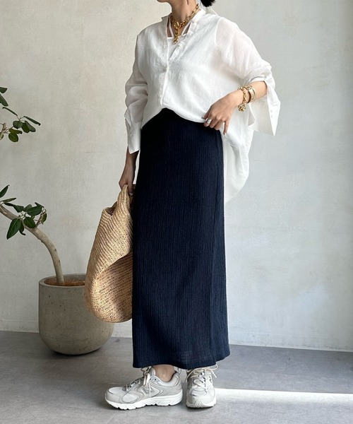 DouDou（ドゥドゥ）の「リンクルタイトスカート（スカート・レディース・ネイビー/ホワイト/ピンク/ブルー・FREE）」の20枚目の写真