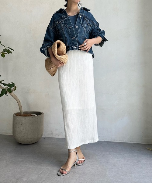 DouDou（ドゥドゥ）の「リンクルタイトスカート（スカート・レディース・ネイビー/ホワイト/ピンク/ブルー・FREE）」の19枚目の写真