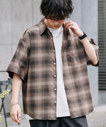 オンブレチェックルーズ半袖シャツ