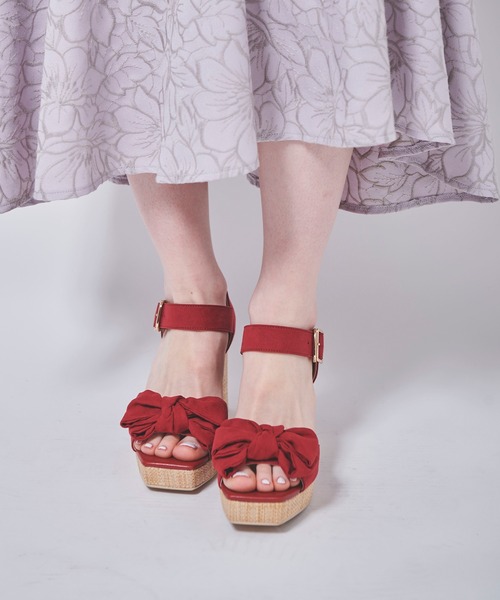 31 Sons de mode（トランテアン　ソン　ドゥ　モード）の「プラットフォームリボンサンダル（サンダル・レディース・ブラック/レッド/ベージュ・M/S/L）」の3枚目の写真