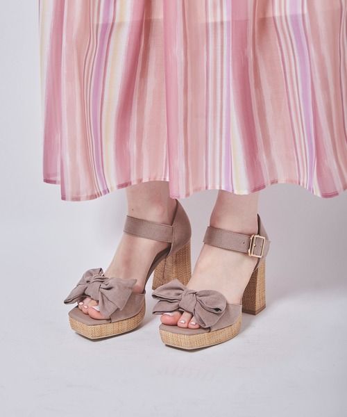 31 Sons de mode（トランテアン　ソン　ドゥ　モード）の「プラットフォームリボンサンダル（サンダル・レディース・ブラック/レッド/ベージュ・M/S/L）」の8枚目の写真