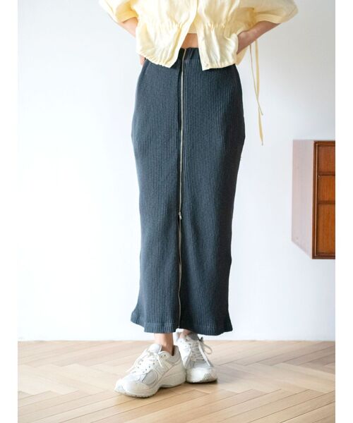 Ungrid（アングリッド）の「ジップデザインリブスカート（スカート・レディース・チャコールグレー/アイボリー/ミント・FREE）」の21枚目の写真