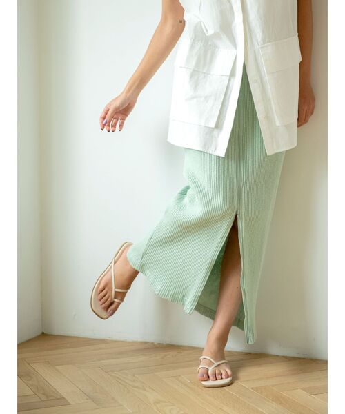 Ungrid（アングリッド）の「ジップデザインリブスカート（スカート・レディース・チャコールグレー/アイボリー/ミント・FREE）」の13枚目の写真