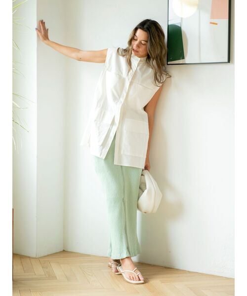 Ungrid（アングリッド）の「ジップデザインリブスカート（スカート・レディース・チャコールグレー/アイボリー/ミント・FREE）」の6枚目の写真