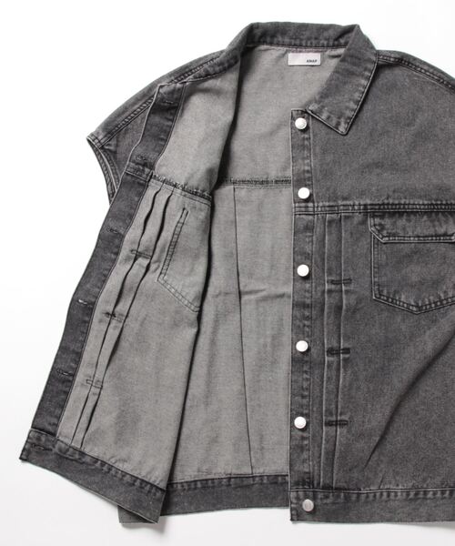 ANAP（アナップ）の「オーバーサイズデニムベスト（デニムジャケット・レディース・スミクロ/ブルー・FREE）」の3枚目の写真