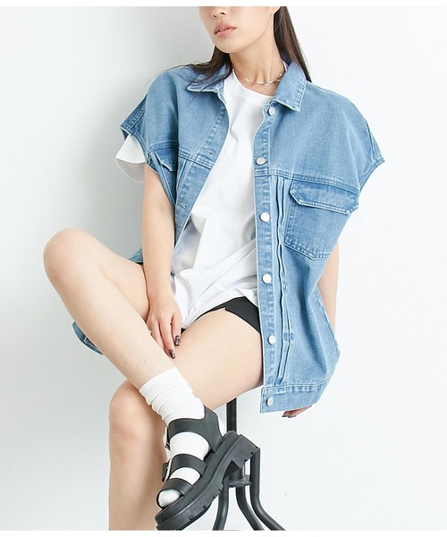 ANAP（アナップ）の「オーバーサイズデニムベスト（デニムジャケット