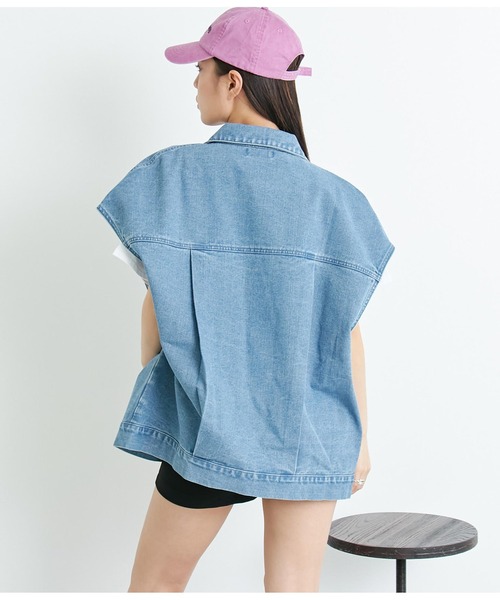ANAP（アナップ）の「オーバーサイズデニムベスト（デニムジャケット・レディース・スミクロ/ブルー・FREE）」の12枚目の写真