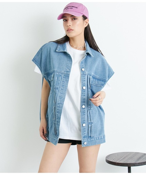 ANAP（アナップ）の「オーバーサイズデニムベスト（デニムジャケット・レディース・スミクロ/ブルー・FREE）」の10枚目の写真