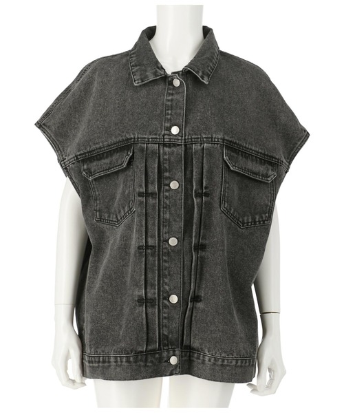 ANAP（アナップ）の「オーバーサイズデニムベスト（デニムジャケット・レディース・スミクロ/ブルー・FREE）」の7枚目の写真