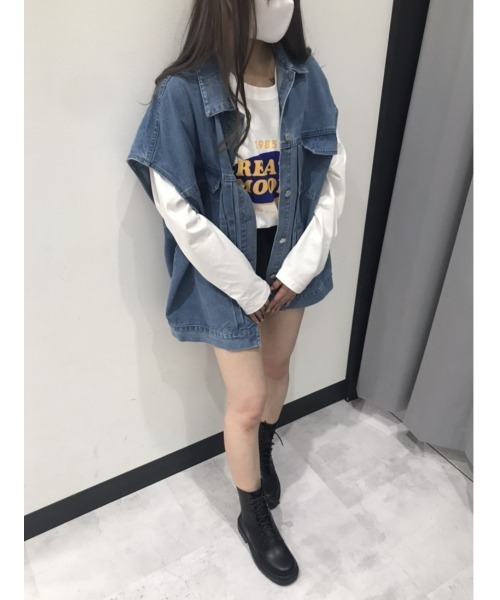 ANAP（アナップ）の「オーバーサイズデニムベスト（デニムジャケット・レディース・スミクロ/ブルー・FREE）」の19枚目の写真