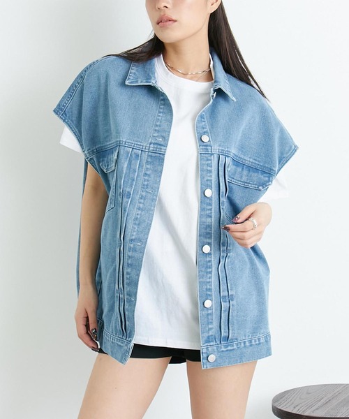 ANAP（アナップ）の「オーバーサイズデニムベスト（デニムジャケット・レディース・スミクロ/ブルー・FREE）」の16枚目の写真