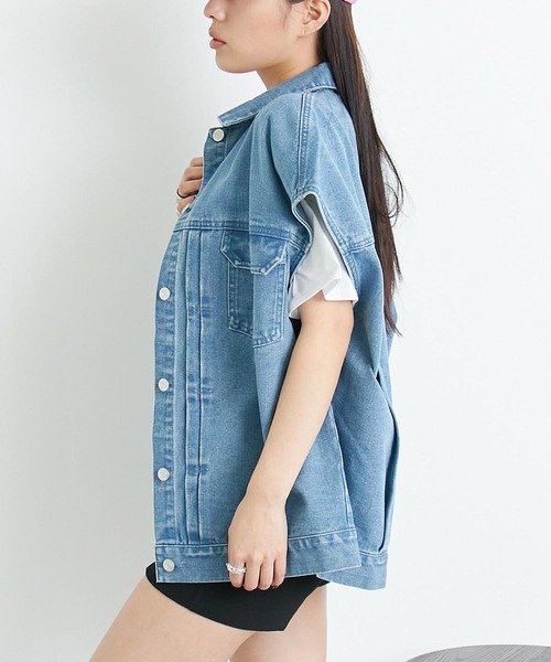 ANAP（アナップ）の「オーバーサイズデニムベスト（デニムジャケット・レディース・スミクロ/ブルー・FREE）」の17枚目の写真