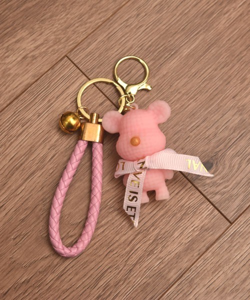 urge select】テディベア ワッフルデザイン キーホルダー/バッグ