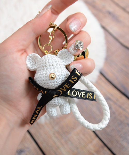 urge select】テディベア ワッフルデザイン キーホルダー/バッグ