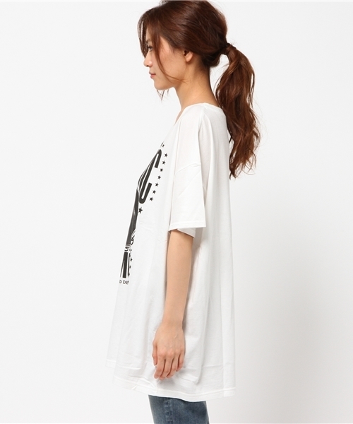 HYSTERIC GLAMOUR(ヒステリックグラマー)の「REVOLUTION pt ビッグT-SH(Tシャツ/カットソー・レディース・ホワイト/ピンク/ブラック・FREE)」の6枚目の写真