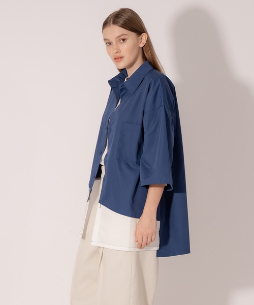 ONCILY（オンシェリー）の「BICOLOR LOOSE SHIRTS / バイカラールーズシャツ（シャツ/ブラウス・メンズ・ネイビー/ベージュ・LARGE/MEDIUM）」の4枚目の写真