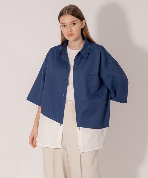 ONCILY（オンシェリー）の「BICOLOR LOOSE SHIRTS / バイカラールーズシャツ（シャツ/ブラウス・メンズ・ネイビー/ベージュ・LARGE/MEDIUM）」の3枚目の写真
