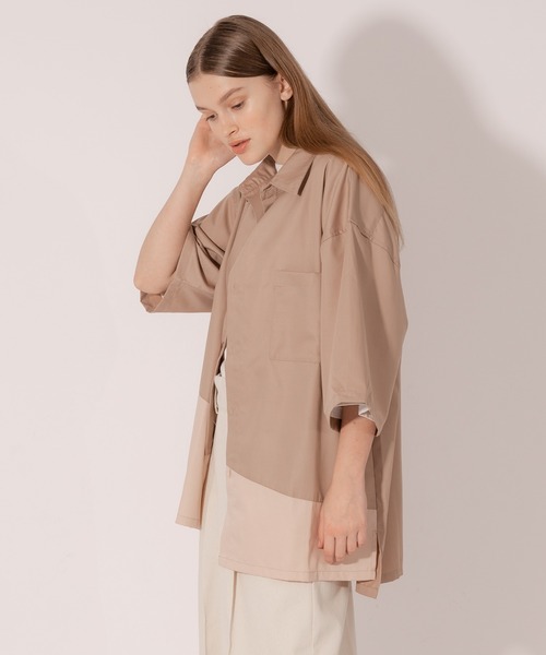 ONCILY（オンシェリー）の「BICOLOR LOOSE SHIRTS / バイカラールーズシャツ（シャツ/ブラウス・メンズ・ネイビー/ベージュ・LARGE/MEDIUM）」の16枚目の写真